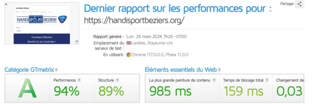 GTMETRIX Handisport Béziers