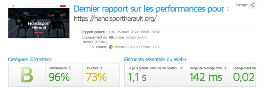 GTMETRIX Handisport Hérault