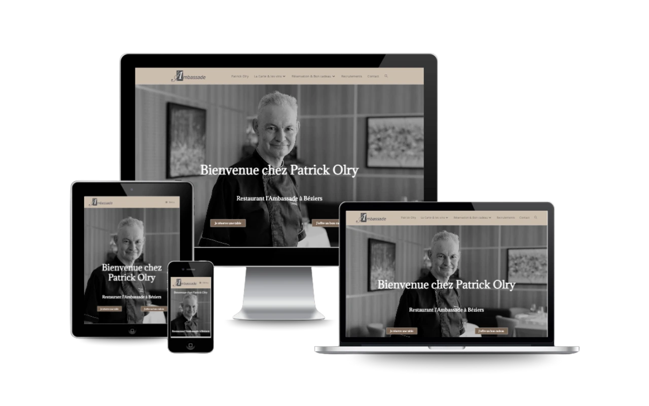Site internet créé par DigitVitamin pour L'Ambassade, restaurant à Béziers