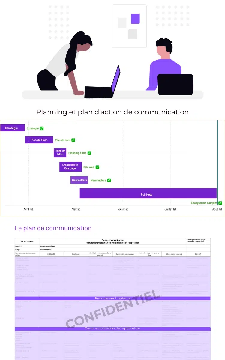 Planning et plan de communication startup Protech