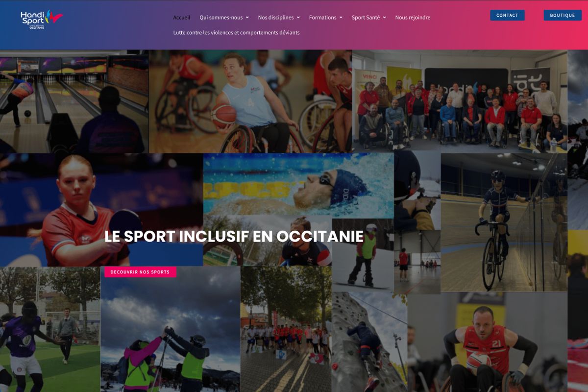 Site Handisport Occitanie - création WordPress à Béziers